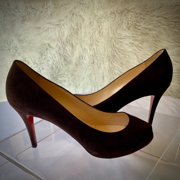💎HP3X🎉LUXURY👠LOUBOUTIN👠Must Have Luxury Suede Peep Toe Stilletos - Picture 6 of 16